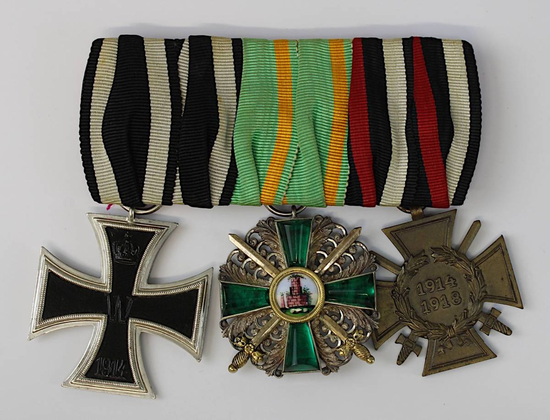 Kleine Ordensspange, Großherzogtum Baden, Deutsches Reich 1914/18, mit 3 Orden: Orden vom