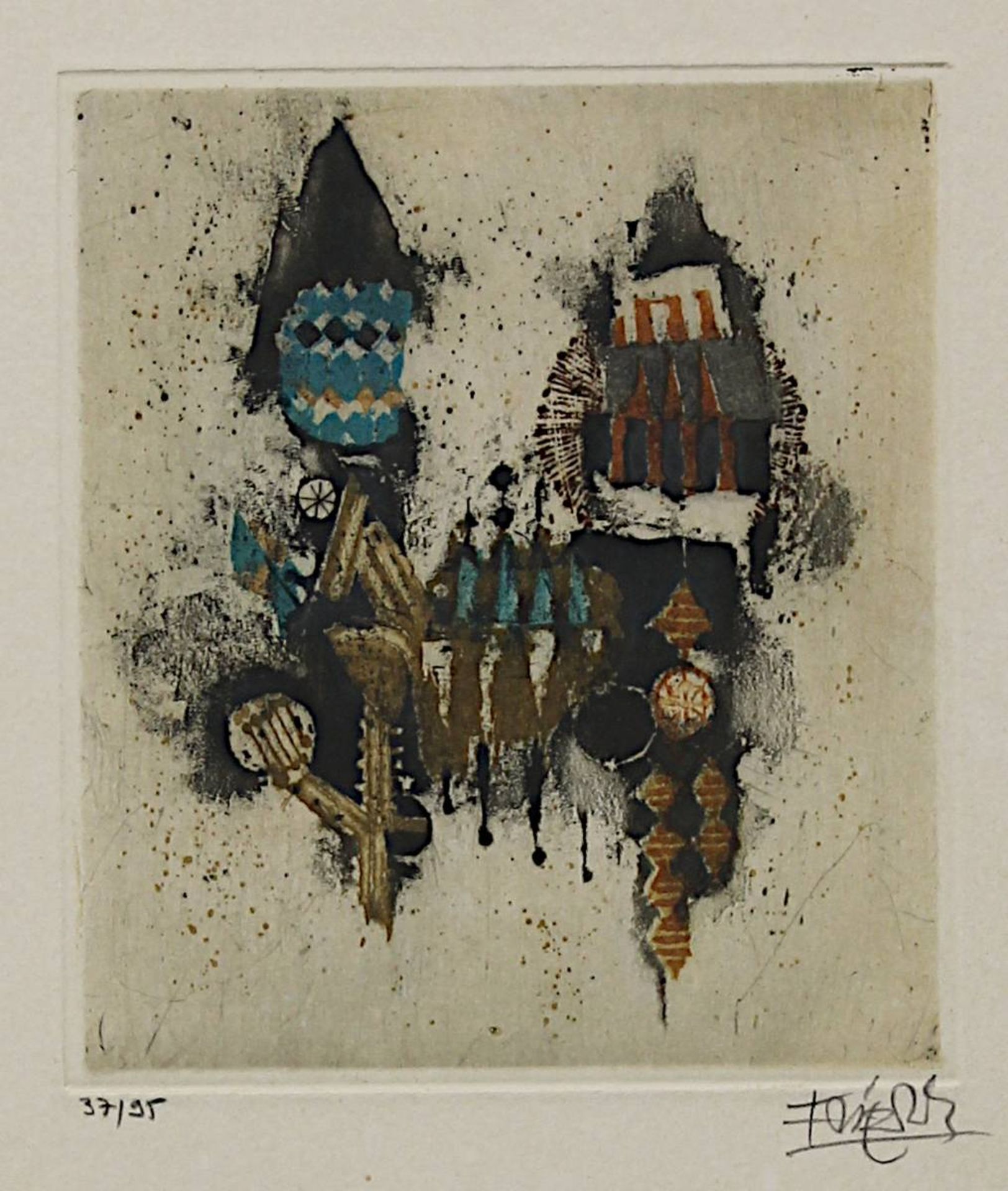 Friedländer, Johnny (Pleß 1912 - 1992 Paris), Surreale Komposition, Farbaquatintaradierung, unt. li. - Image 2 of 2