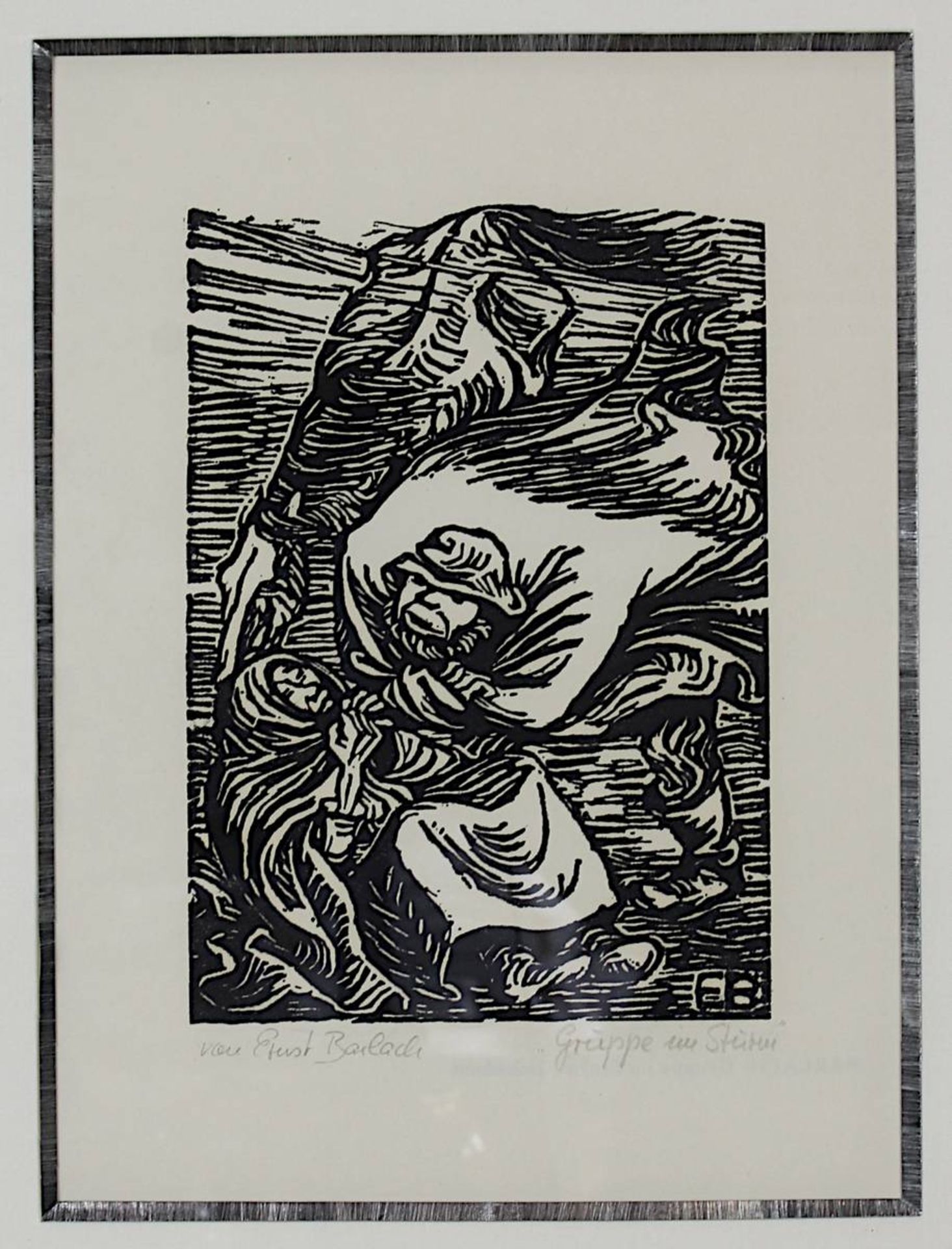 Barlach, Ernst Heinrich (Wedel 1870 - 1938 Rostock), "Gruppe im Sturm", orig. Holzschnitt um 1920, - Image 2 of 2