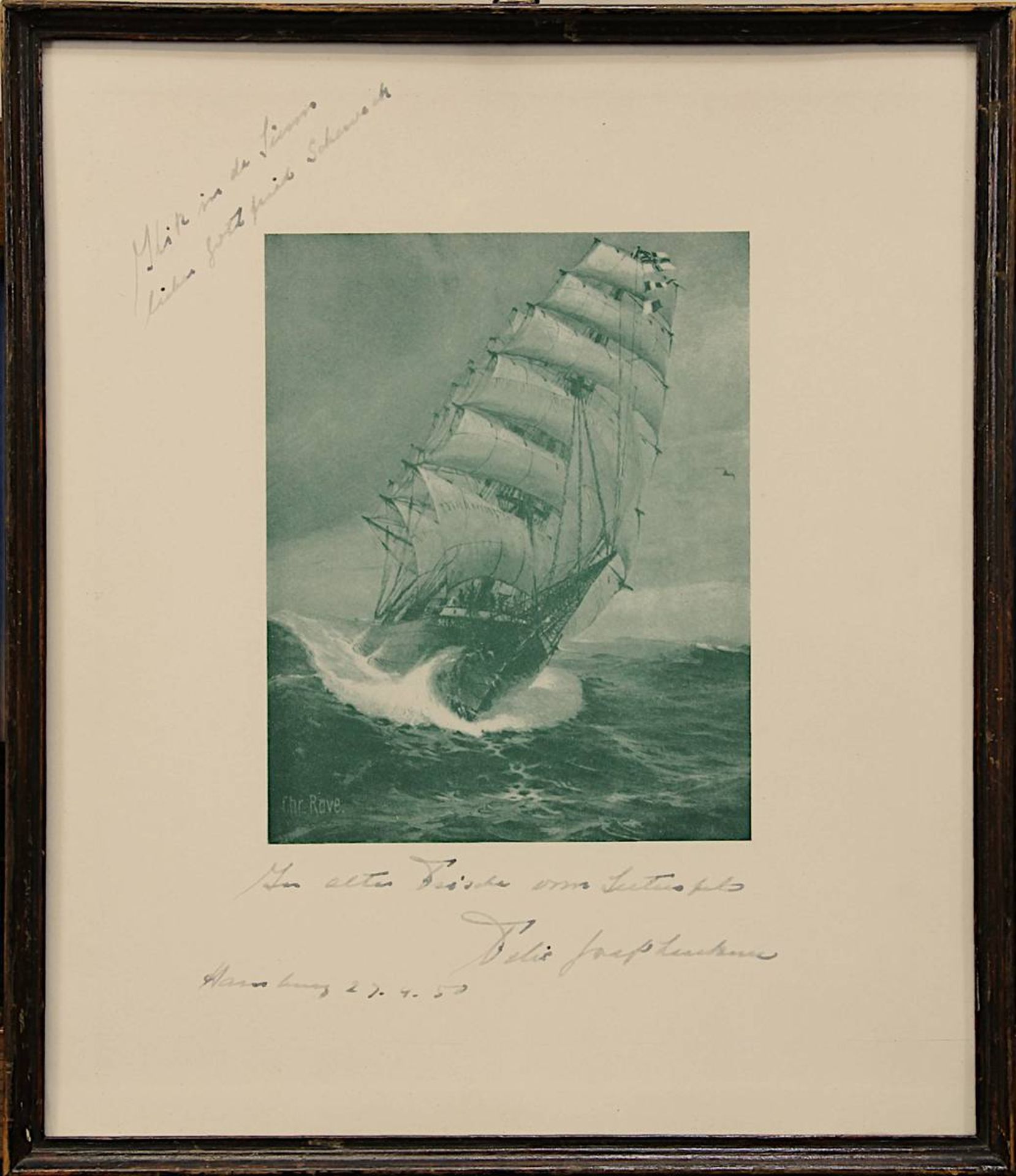 3 Abbildungen von Schiffen, Fotodruck des Dampfers N. D. L. S. Scharnhorst, Rahmen: 23 x 33 cm; Abb. - Image 3 of 4