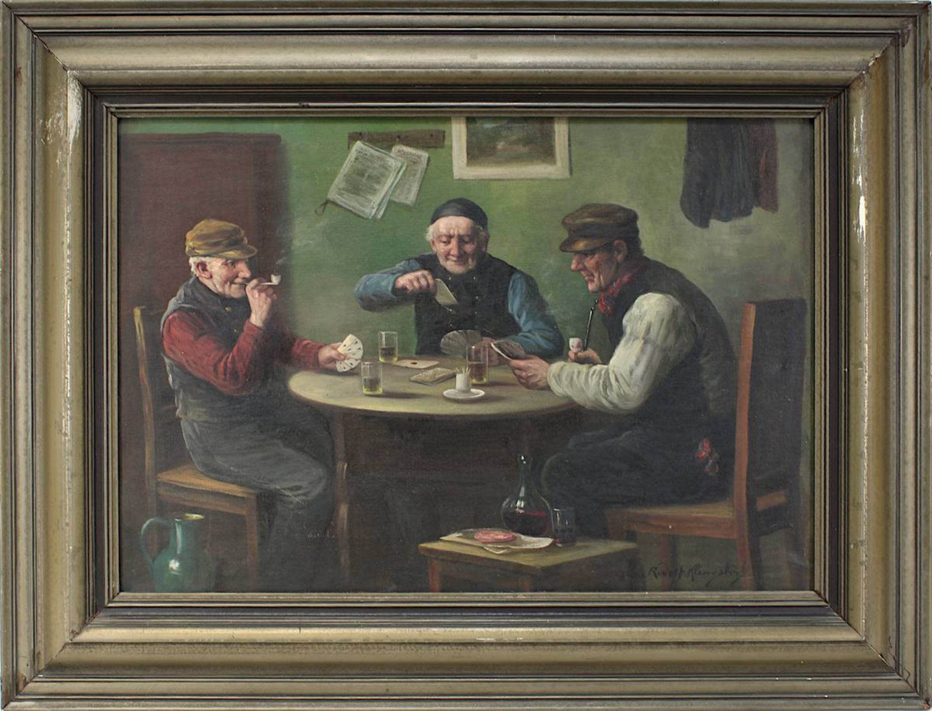 Klingsbögl, Rudolf (Wien 1881 - 1943), "Beim Kartenspiel in der Wirtschaft", Öl auf Leinwand, re.