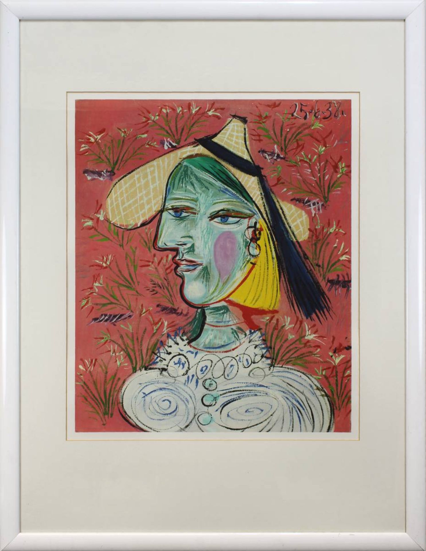 Picasso, Pablo ( Málaga 1881-1981 Mougins ), Femme au Chapeau / Marie-Thérése mit Strohhut,