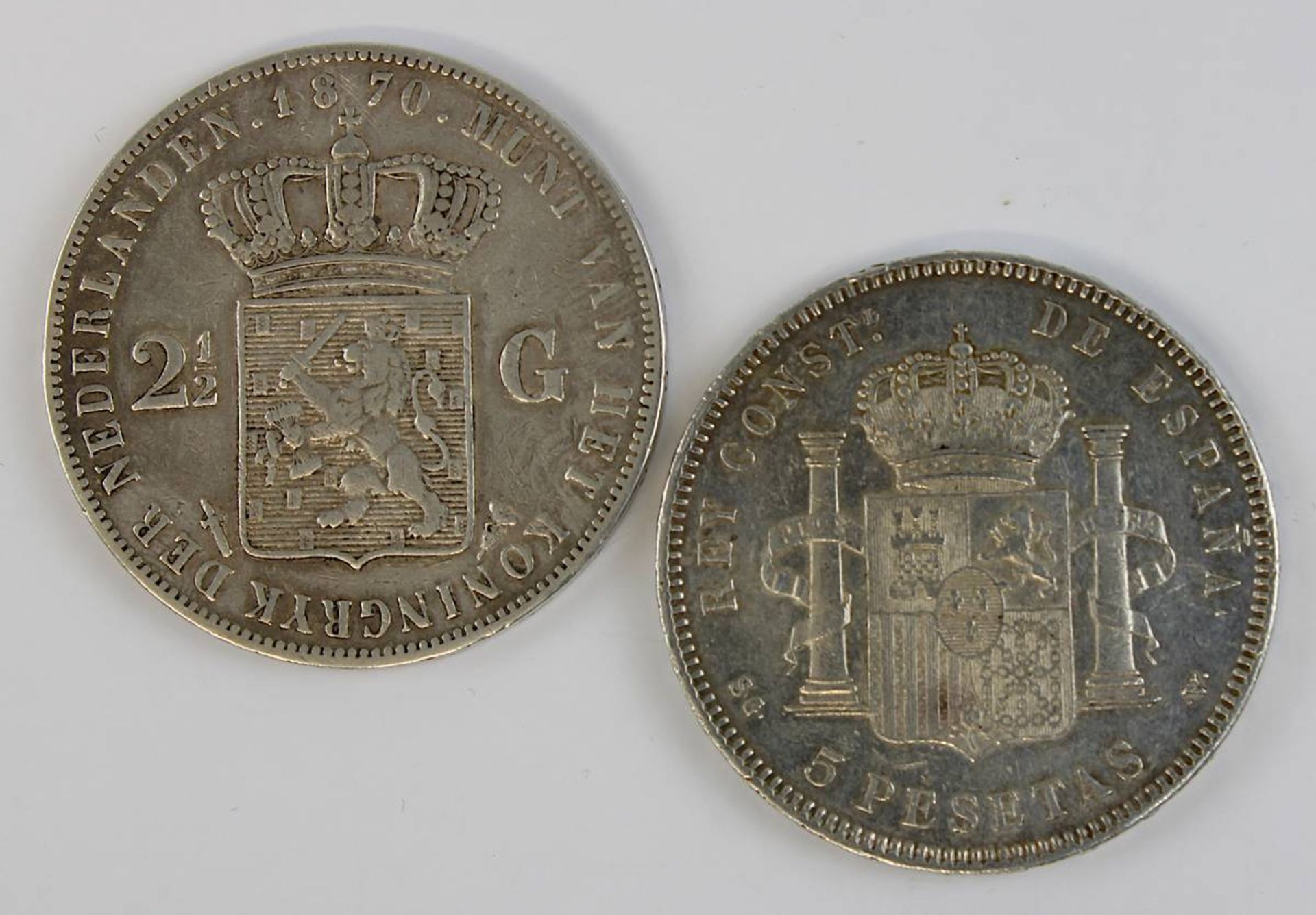 2 1/2 Gulden, Königreich der Niederlande (Koninkrijk der Nederlanden), Wilhelm III (1949 - 1890), - Image 2 of 2