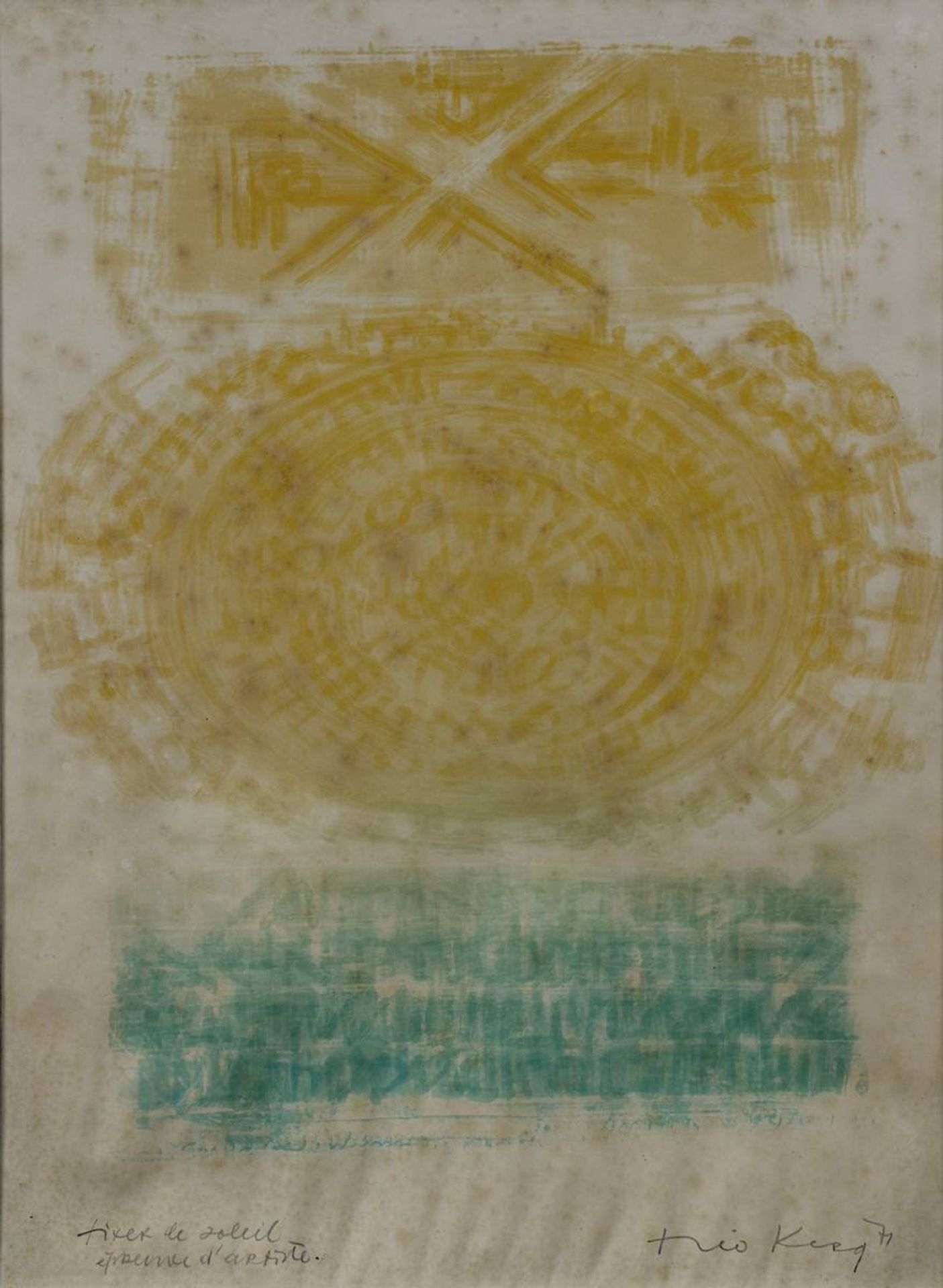 Kerg, Théo (Niederkorn 1909 - 1993 Chissey-en-Morvan), "fixier le soleil", Farblithographie, 1971, - Image 2 of 2