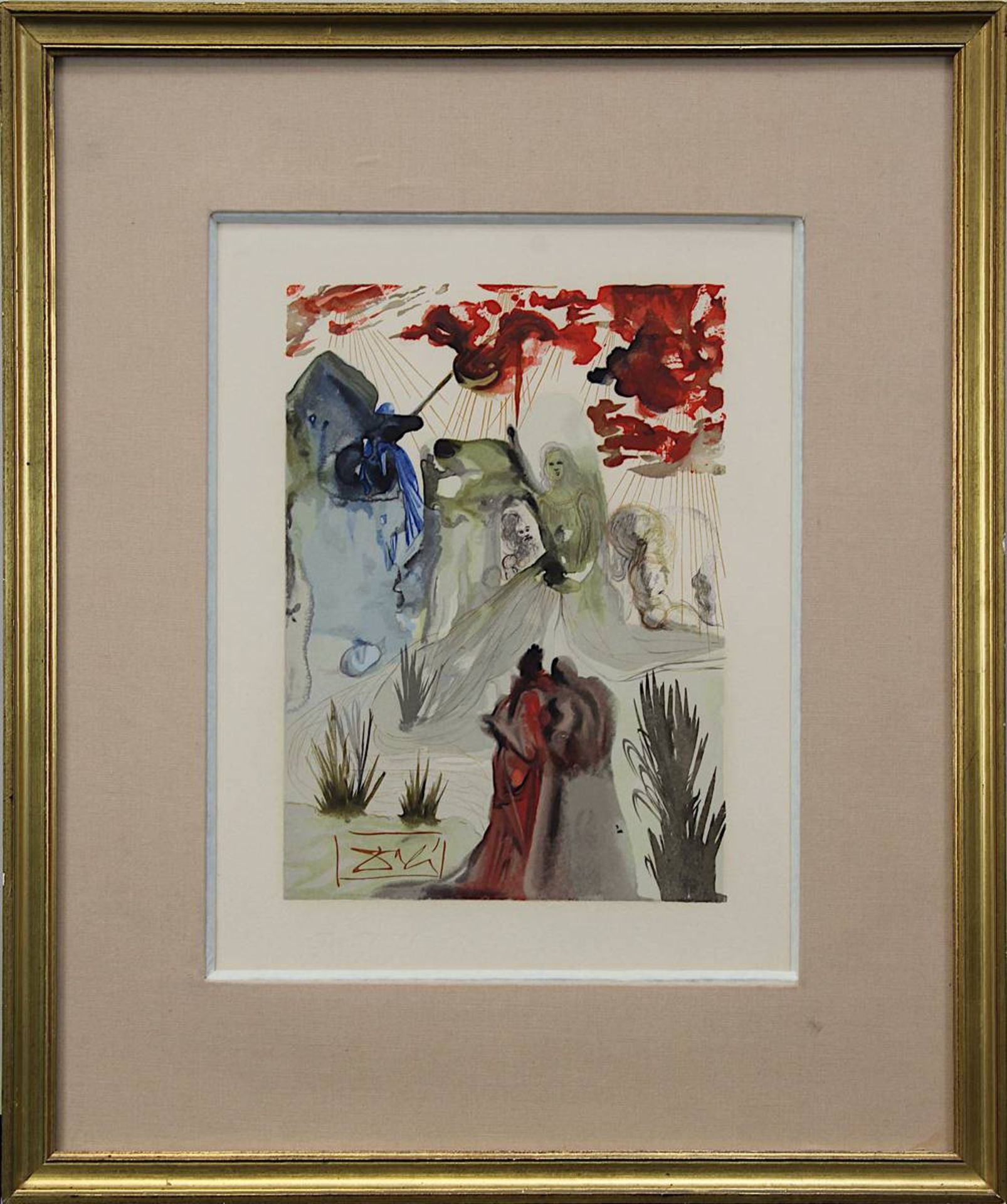 Dali, Salvador (Figueres 1904 - 1989 Figueres), "Der göttliche Wald", Blatt aus Dante Aligheris