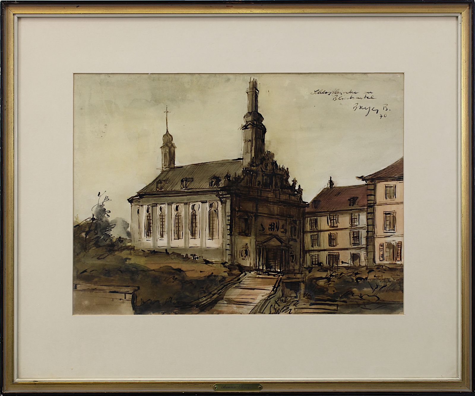 Breyer, Benno (Ommersheim 1939 - 2013 Ommersheim), "Schlosskirche in Blieskastel", aquarellierte