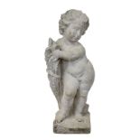 Gartenfigur, Putto mit Ähren und Sichel, Steinguss, 2. H. 20. Jh., im Barockstil, als Allegorie