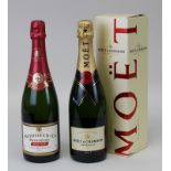 Zwei Flaschen Champagner: Moet & Chandon Impérial, Brut, in org. Karton und eine Flasche Heidsieck &