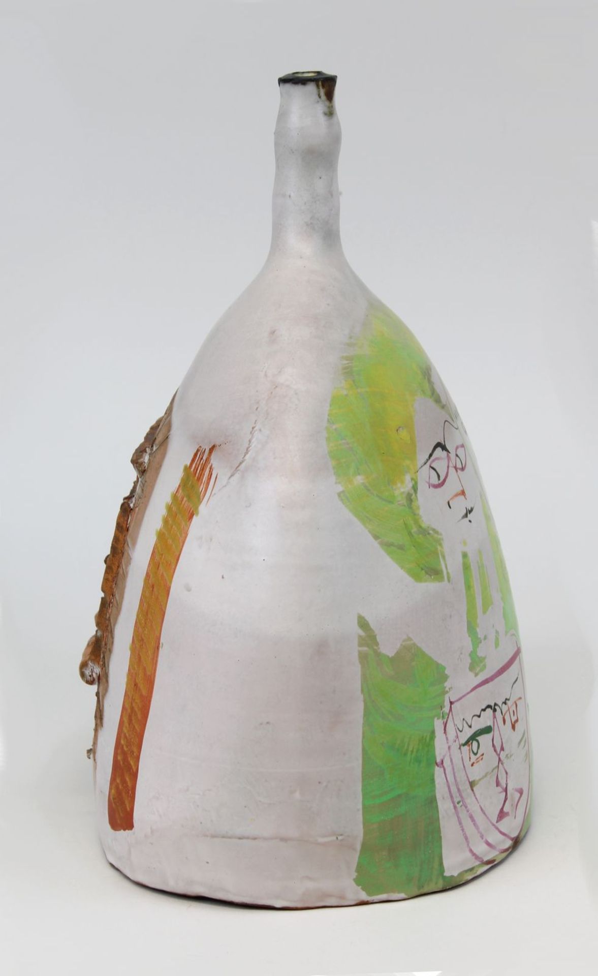 Portanier, Gilbert (geb. Cannes 1926),  Künstler-Keramikvase in Flaschenform, Keramik roter Scherben - Image 4 of 5