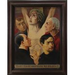 Sommer, deutscher Maler der Neuen Sachlichkeit, gekreuzigter Jesus wird verspottet, "Mein Gott, mein
