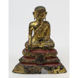 Sitzender Buddha, wohl Burma 19. Jh. oder älter, Bronze vergoldet, sitzend im Gestus der