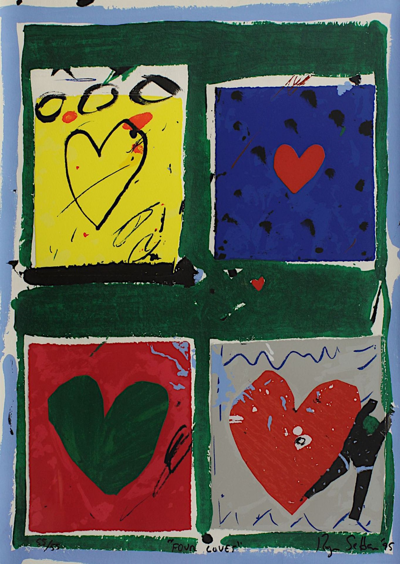 Selden, Roger (New York 1945), "Four Loves", Farbserigraphie/Collage, am unt. Rand sign. u. num. - Bild 2 aus 2