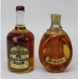 Zwei Flaschen Whisky: eine Flasche Dimple, De Luxe Scotch Whisky, John Haig & Co. Ltd., Markinch