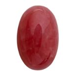 Rhodochrosit-Cabochon, rotrosa-farbener Stein in oval-mugeliger Form, 104,5 Ct., L 4,8 cm, B 2,4 cm,