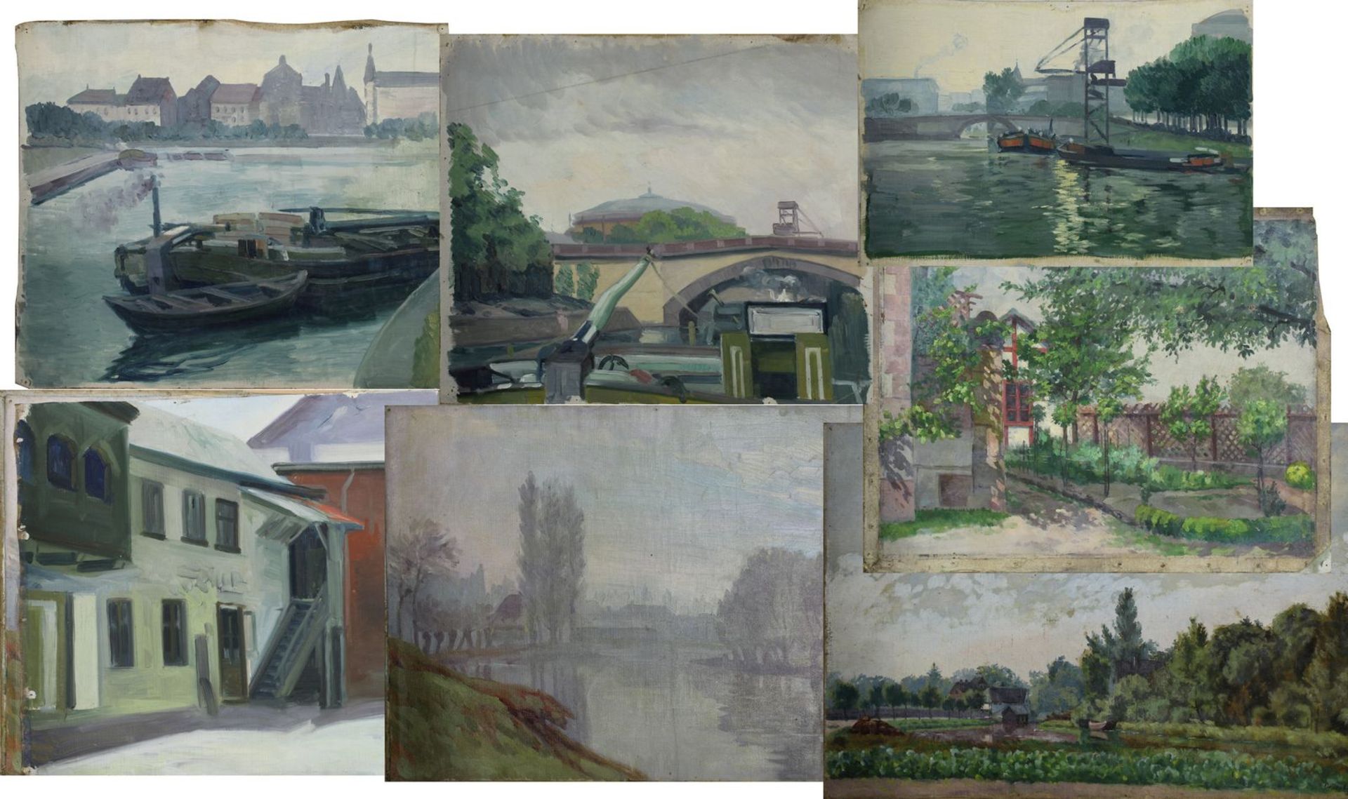 Brothuhn, Fritz (um 1910), Konvolut Leinwände, bestehend aus Landschaftsansichten, Flusslandschaften