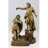 Die Taufe, Johannes tauft Christus, Frankreich um 1800, Holz geschnitzt und farbig gefasst,