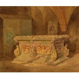 Scharold, Carl (Würzburg 1811 - 1865 Würzburg), Blick in eine Krypta mit Grabmälern, Aquarell,