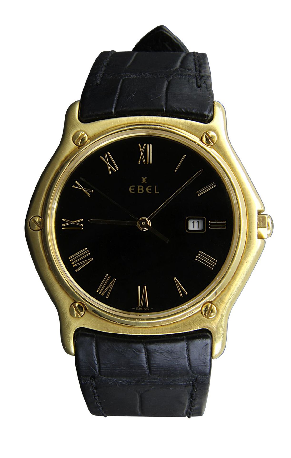 Ebel-Armbanduhr, Modell Classic, 18-karätiges Gelbgold, mit Original-Ebel-Quarzwerk, rückseitig