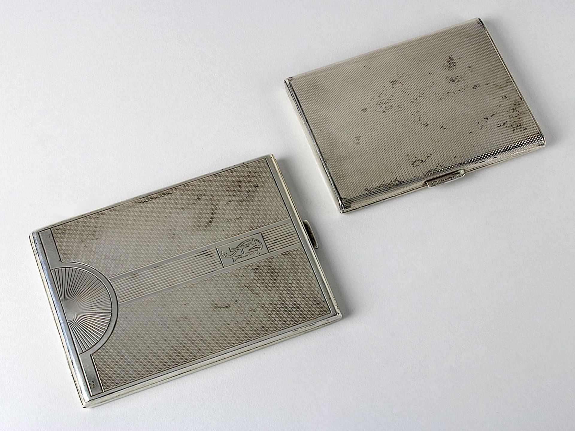 Zwei Zigarettenetuis aus 875er bzw. 925er Silber, Polen u. Deutschland 1. H. 20. Jh., beide - Bild 2 aus 2