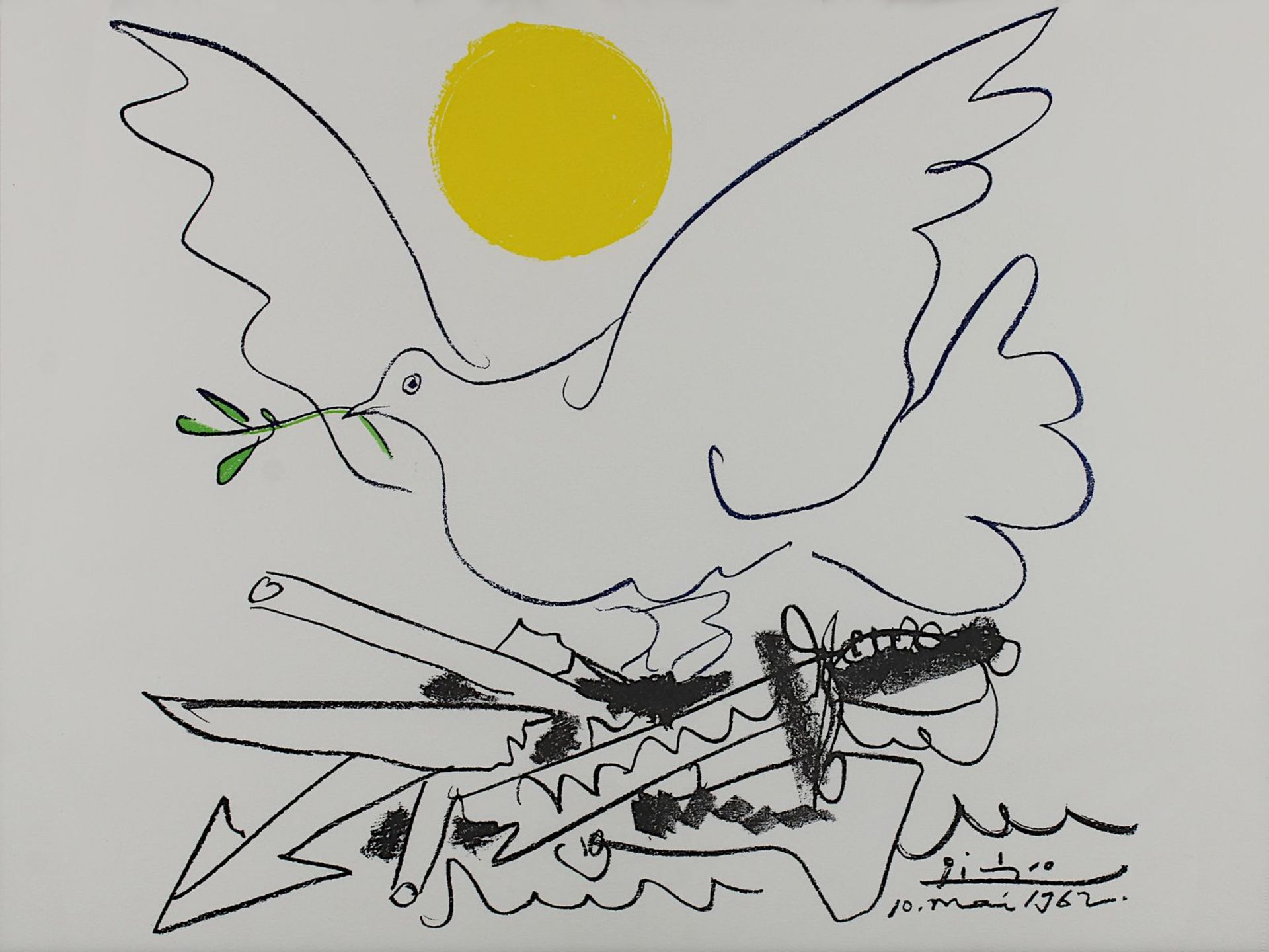 Picasso, Pablo (Málaga 1881 - 1973 Mougins) "Die Friedenstaube", Farblithografie, im Stein - Image 2 of 2