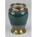 Kleine Keramik-Vase mit Silbermontur, wohl Sèvres Félix Optat Milet, Frankreich um 1900, Keramik