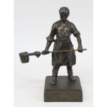 Bronzefigur Eisengießer, deutsch 1. H. 20. Jh., auf Bronzesockel montiert, H 27 cm, Sockelmaße 11,