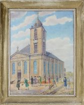 Bernhard, Hermann (Welferding 1875 - 1953 Sarreguemines), Blick auf die Kirche St. Nicolas in