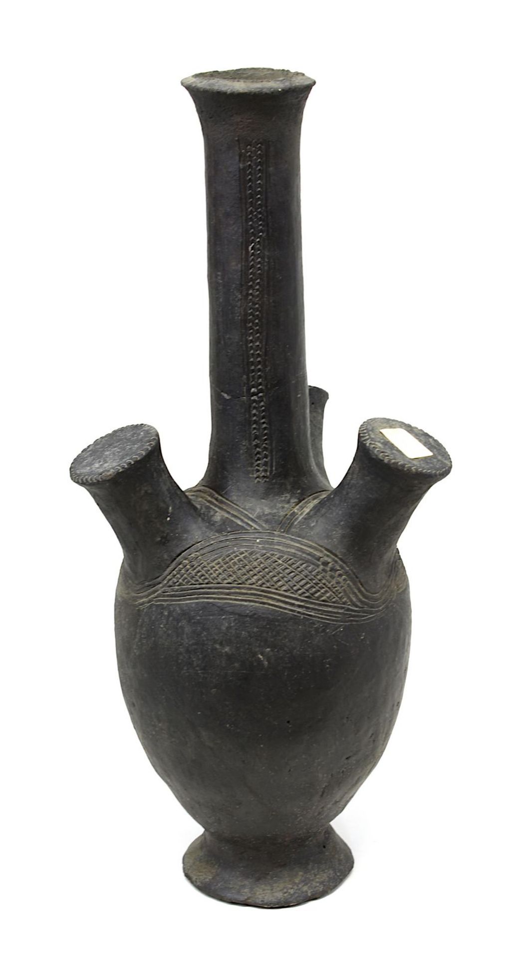 Seltenes afrikanisches antikes Flaschengefäß mit 3 zylindrischen Handhaben, wohl nördliches - Bild 2 aus 2