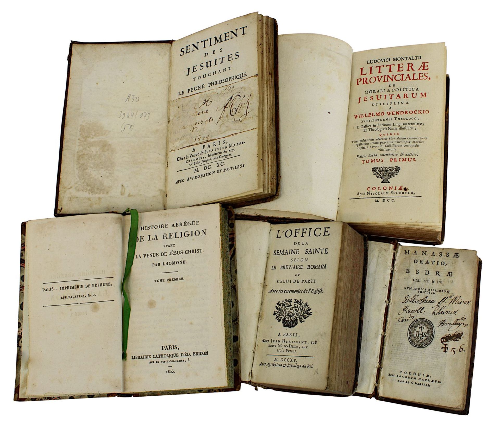 5 Bücher zu Religion, Frankreich 1678 - 1833, Ludovici Montalti "Litterae provinciales, de