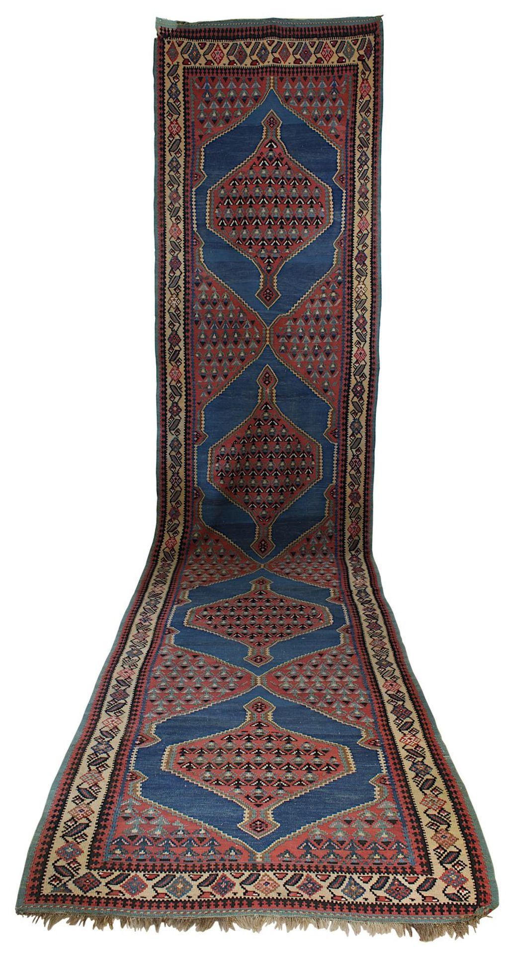 Außergewöhnliche Kelim - Galerie, Persien 1. H. 20. Jh., Wolle auf Wolle, mit 4 gestuften Medaillons