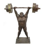 Schröder, Hans (Saarbrücken 1930 - 2010 Saarbrücken), Gewichtheber, Bronze mit schöner Patina,