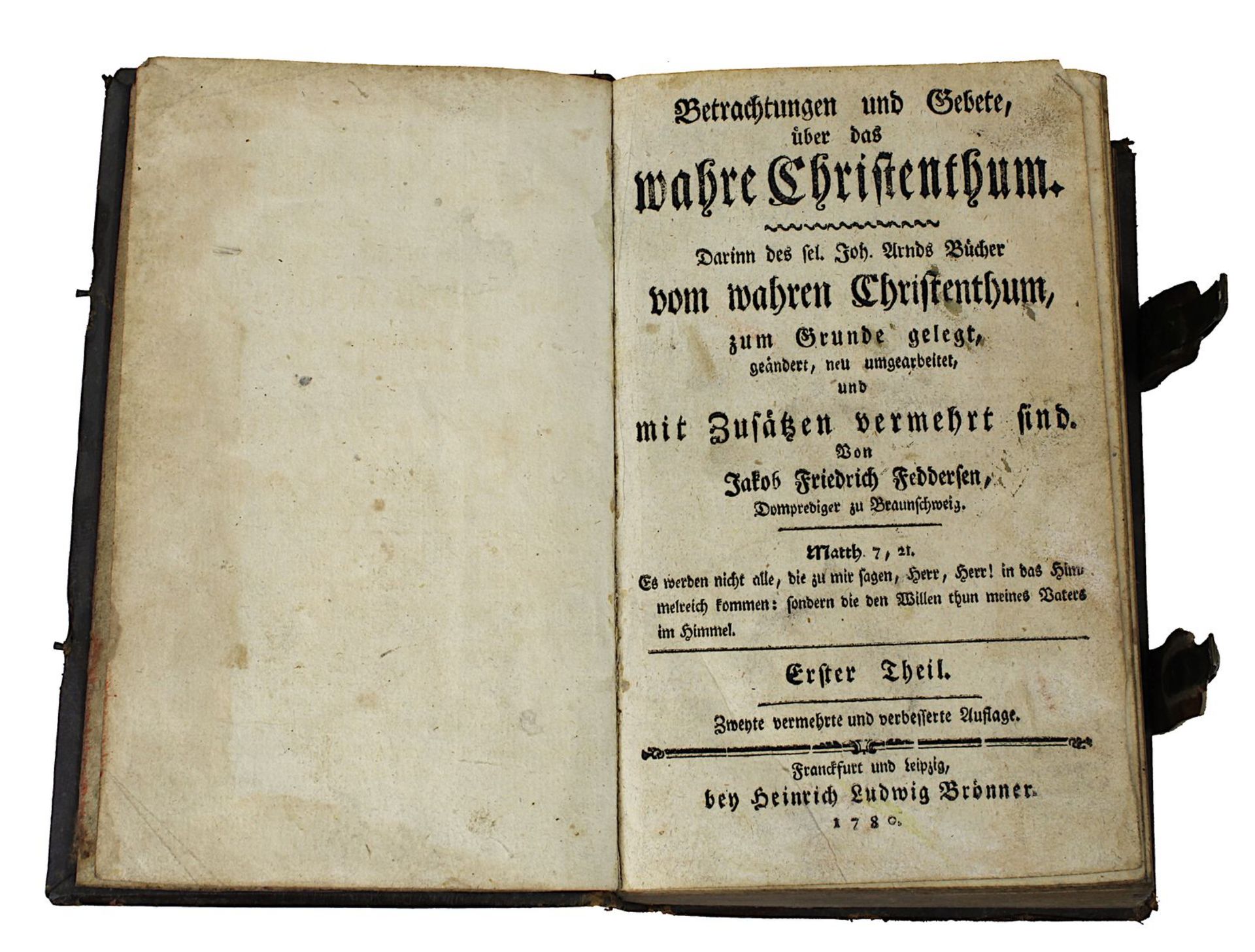 Jakob Friedrich Feddersen "Betrachtungen und Gebete, über das wahre Christenthum", 1. (zweite