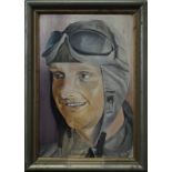 Piloten-Portrait, Deutsches Reich 1933 - 1945, rechts unten monogrammiert H.K., datiert (19)41, Öl