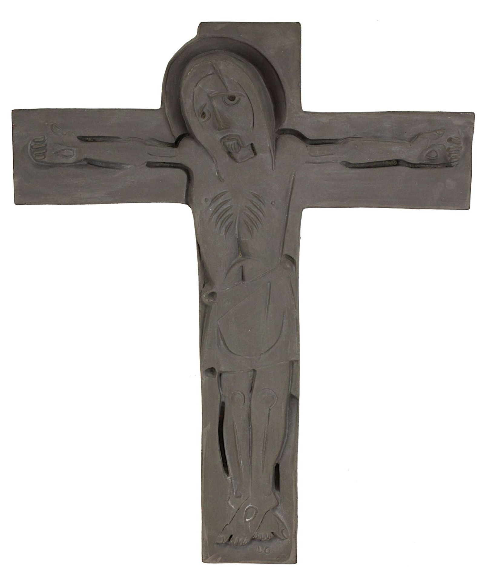 Gies, Ludwig (München 1887 - 1966 Köln), Christus am Kreuz, 2. H. 1950er Jahre, dunkelbrauner Ton,