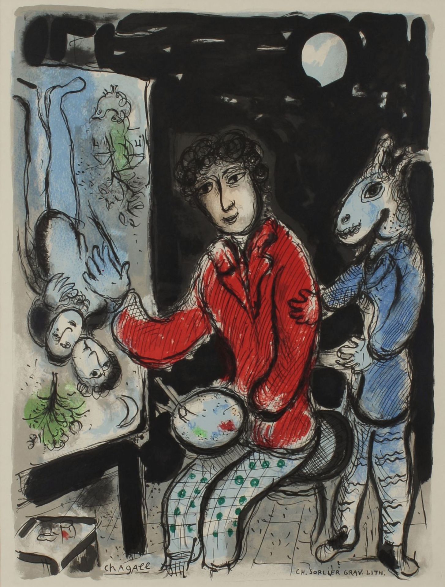 Chagall, Marc (Ljosna 1887 - 1985 Saint-Paul-de-Vence), Selbst als junger Maler, Farblithographie - Bild 2 aus 2