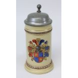 Villeroy & Boch Verbindungskrug, Mettlach 1896, Keramik, heller Scherben, auf Wandung farbig mit