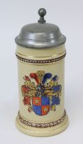 Villeroy & Boch Verbindungskrug, Mettlach 1896, Keramik, heller Scherben, auf Wandung farbig mit