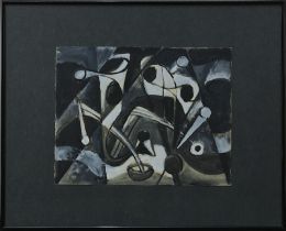 Mertz, Max (Homburg 1912 - 1981 Saarbrücken), ohne Titel - Komposition, Gouache, auf Rückseite des