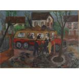 Hoppstädter, Georg Friedrich (Stennweiler 1906 - 1987 Saarbrücken), Busfahrt, Öl auf