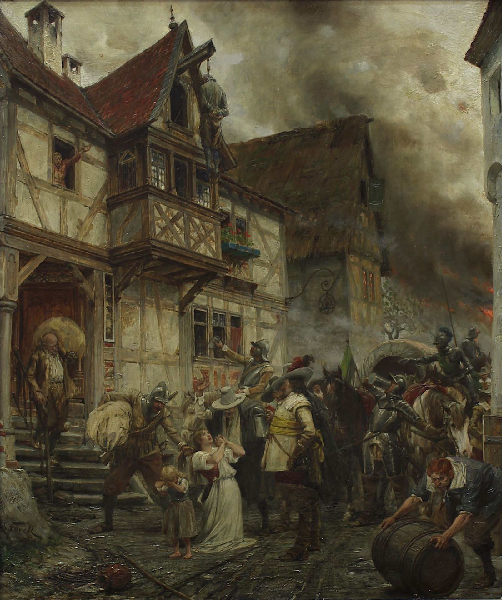Forell, Johann Robert Peter Jakob (Bockenheim 1858 - 1927 Frankfurt/Main), "Plünderung", feines - Bild 2 aus 4