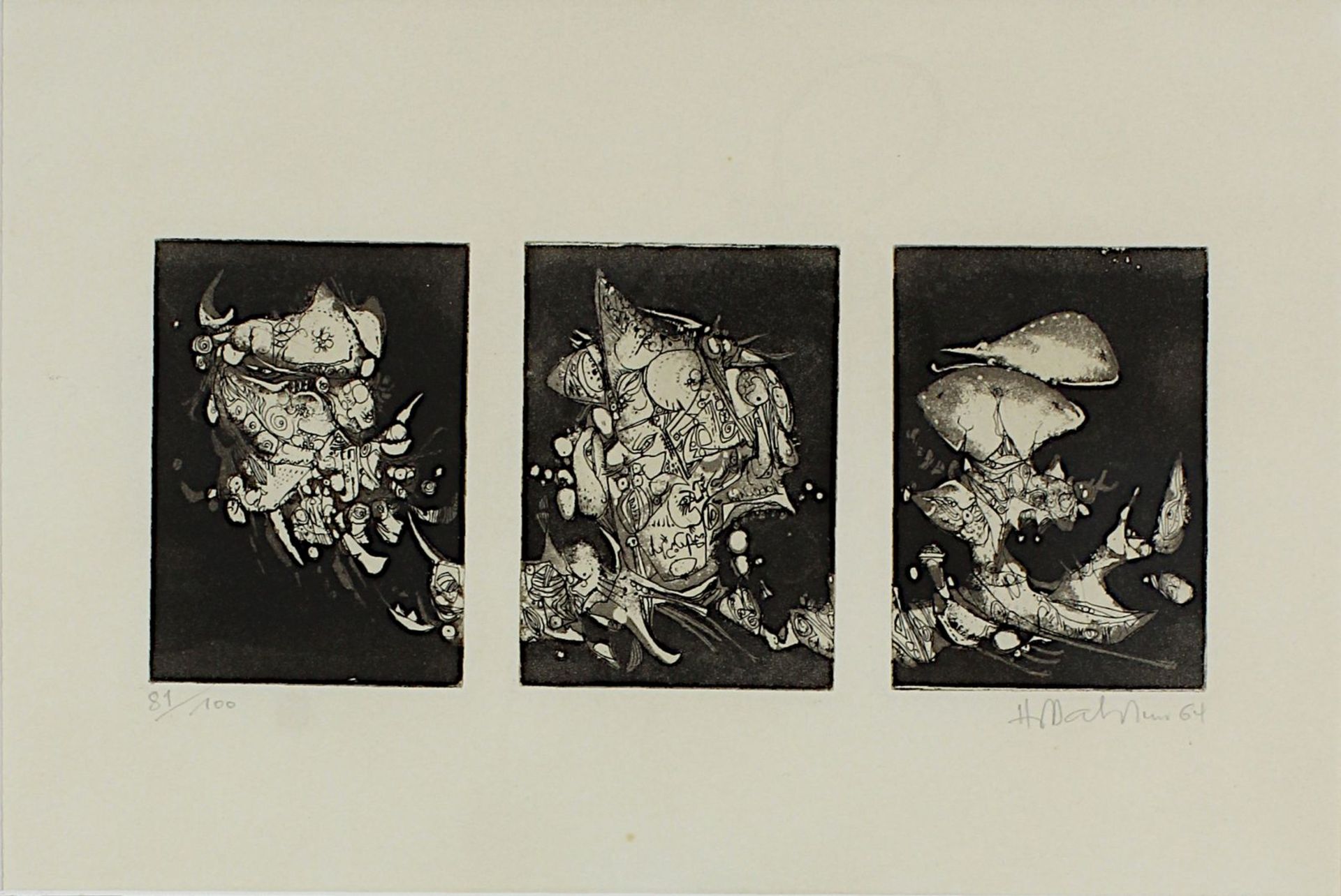 Dahlem, Hans (Blieskastel 1928 - 2006 Saarbrücken), zwei Radierungen: Komposition - ohne Titel, - Bild 5 aus 5