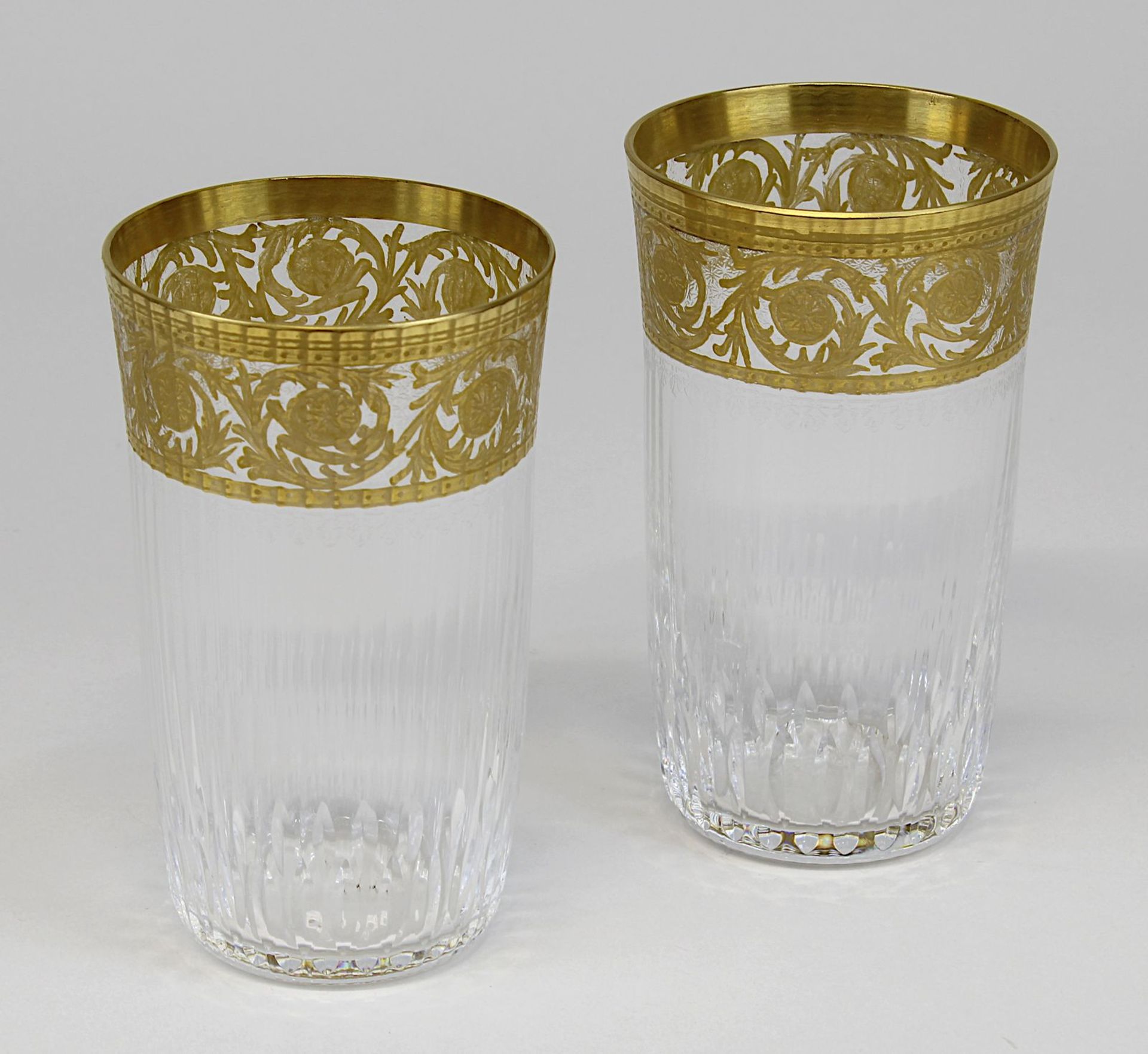 Saint-Louis "Thistle Gold", Paar Wassergläser, I Wahl, Kristallglas mit typischem vergoldetem