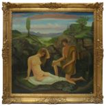 O. Wechner, deutscher Maler 1. H. 20. Jh., Daphnis und Chloe, Gemälde im Stil der Neuen