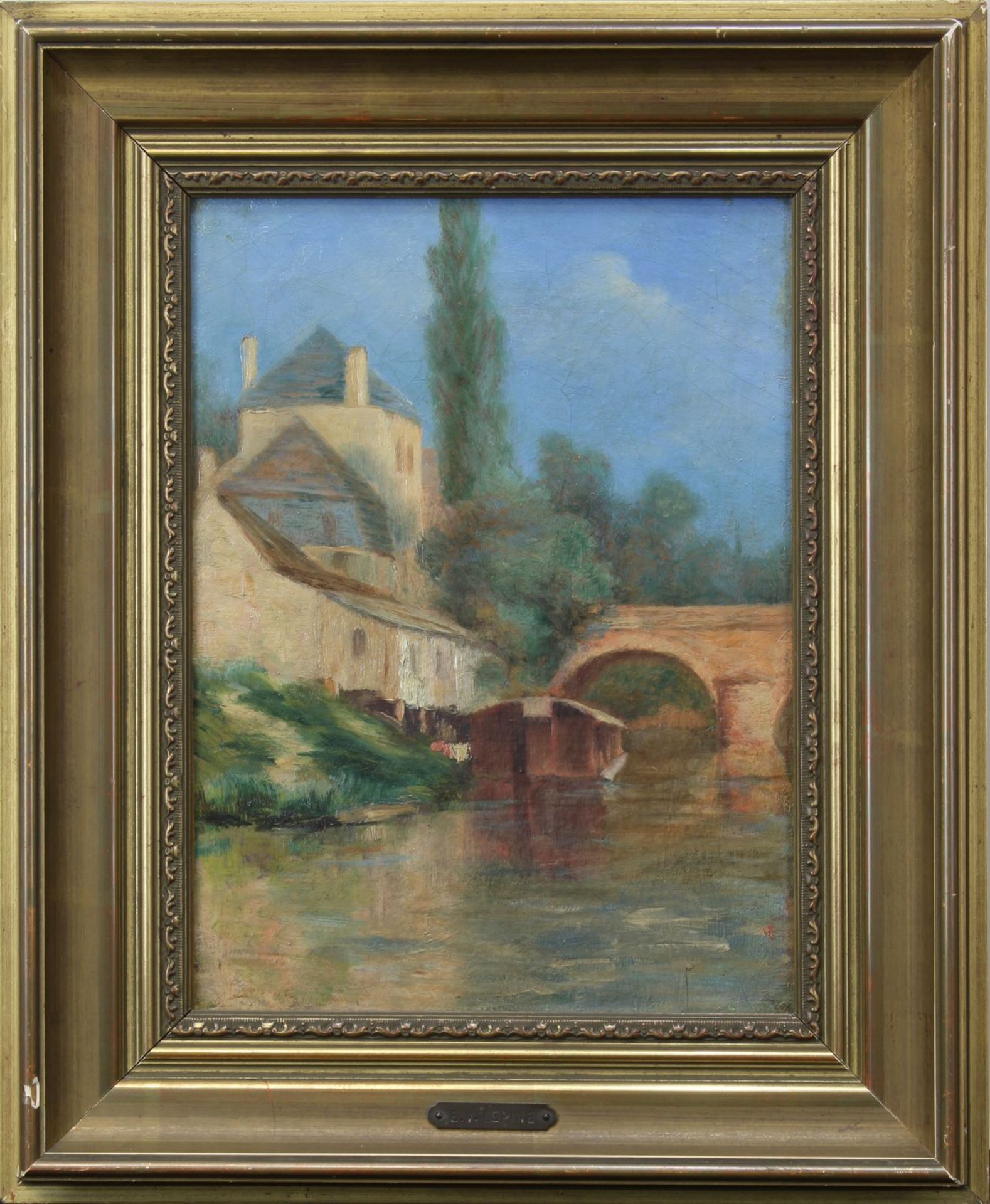 Lépine, Stanislas Victor Édouard (Caen 1835 - 1892 Paris) (attr.), Brücke und Gebäude an einem