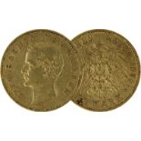 Goldmünze zu 20 Mark, Bayern - Deutsches Reich 1895, Avers: Kopf Otto König von Bayern nach links u.