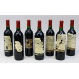 Sieben Flaschen 1997er Chateau Petit Gerbay, Côtes de Castillon, jeweils gute Füllhöhe, Etiketten