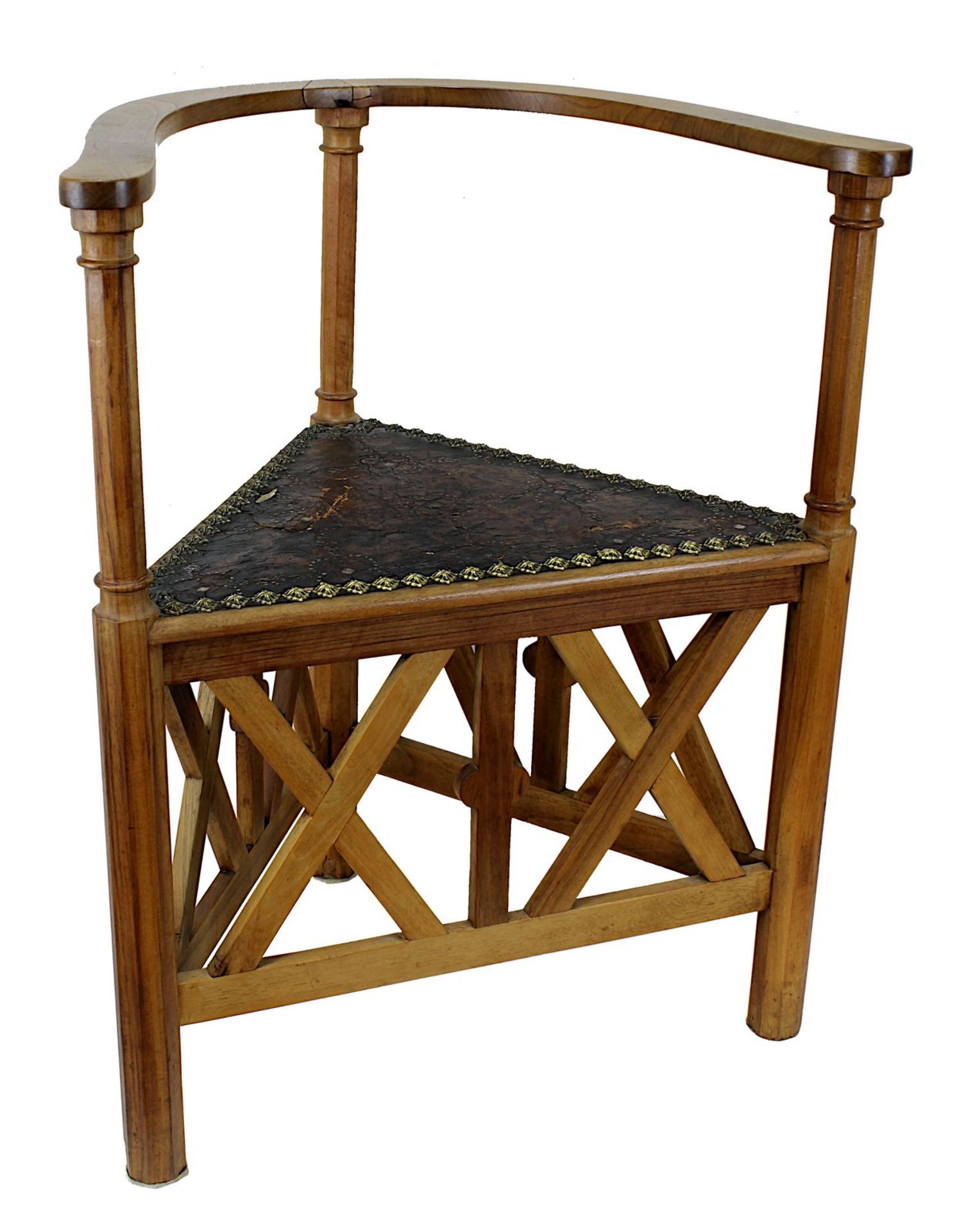 Schreibtischstuhl sogenannter Lutherstuhl, deutsch Anfang 20. Jh., mit dreieckiger Sitzfläche,