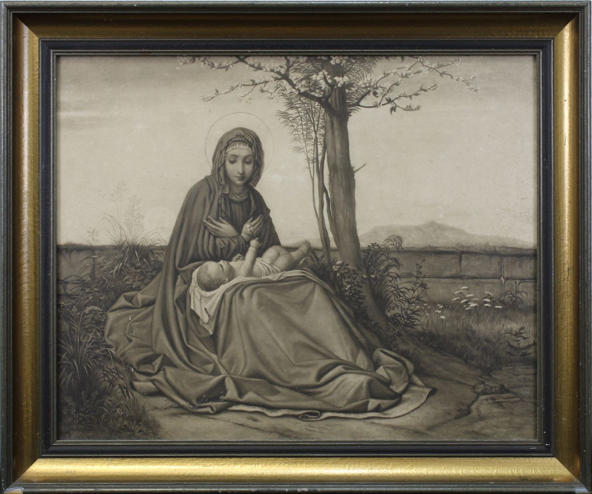 Steinle, Edgar Jakob von (Wien 1810 - 1866 Frankfurt a. Main), Die junge Mutter Gottes unter dem