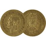 Goldmünze zu 20 Mark, Sachsen - Deutsches Reich 1873, Avers: Kopf Johann König von Sachsen nach