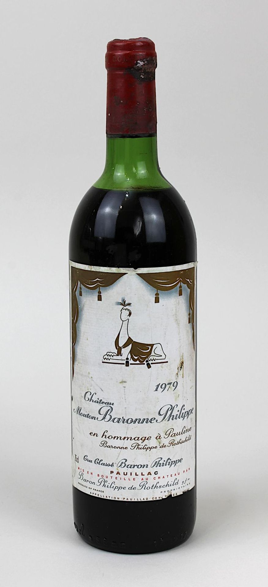 Eine Flasche 1979er Château Mouton Baronne Philippe, en hommage à Pauline, Pauillac, Baron